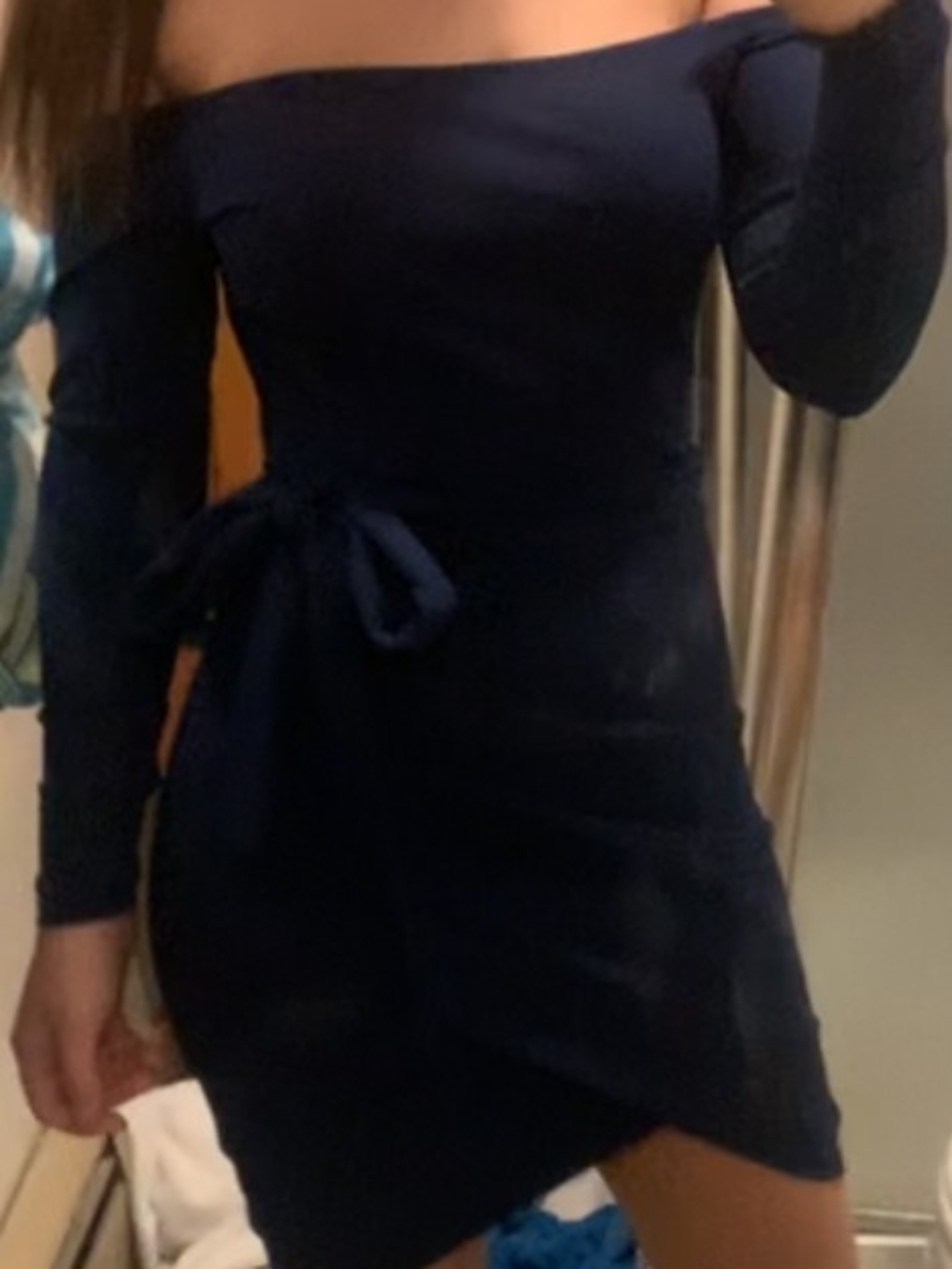 Windsor Off-the-Shoulder Navy Dress